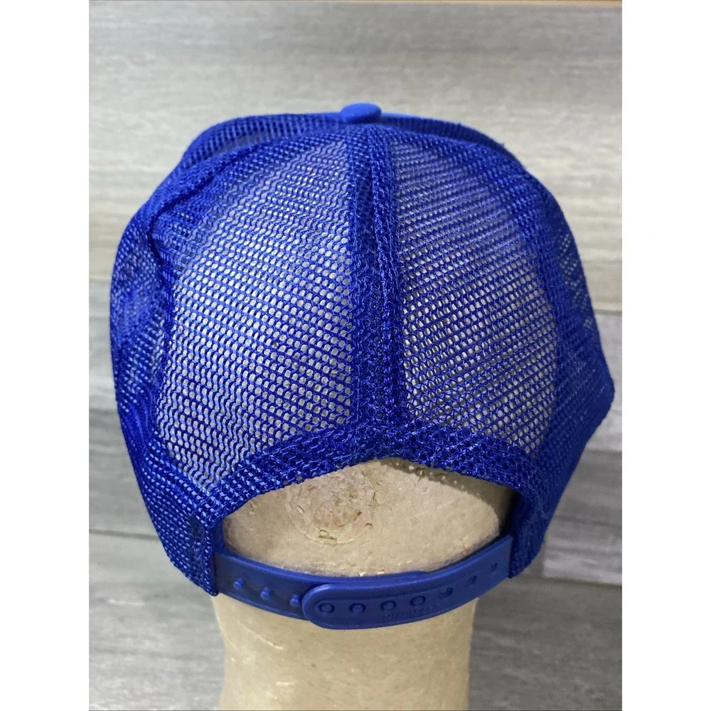 Vintage Nissin Fastline Trucker‎ Hat Royal Blue Mesh Snapback Racing Cap Foam